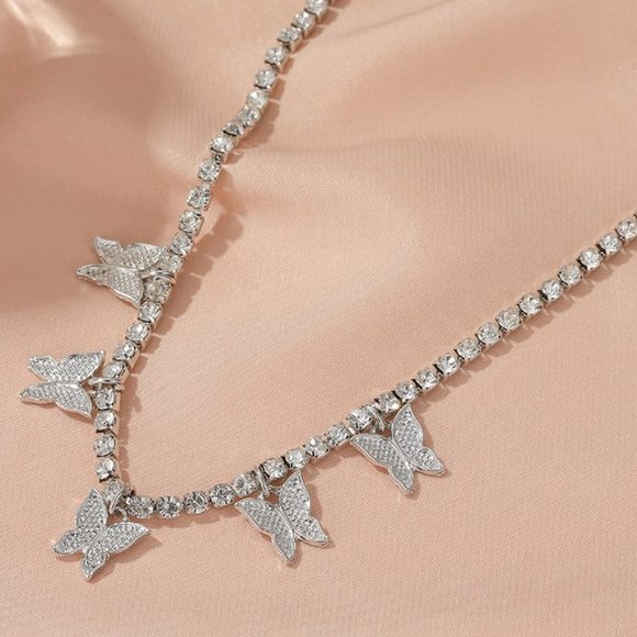 🍁925 Silver Plated CZ Cuban Link Tennis Butterfly Anklet, GPMB1519 - Picture 1 of 4